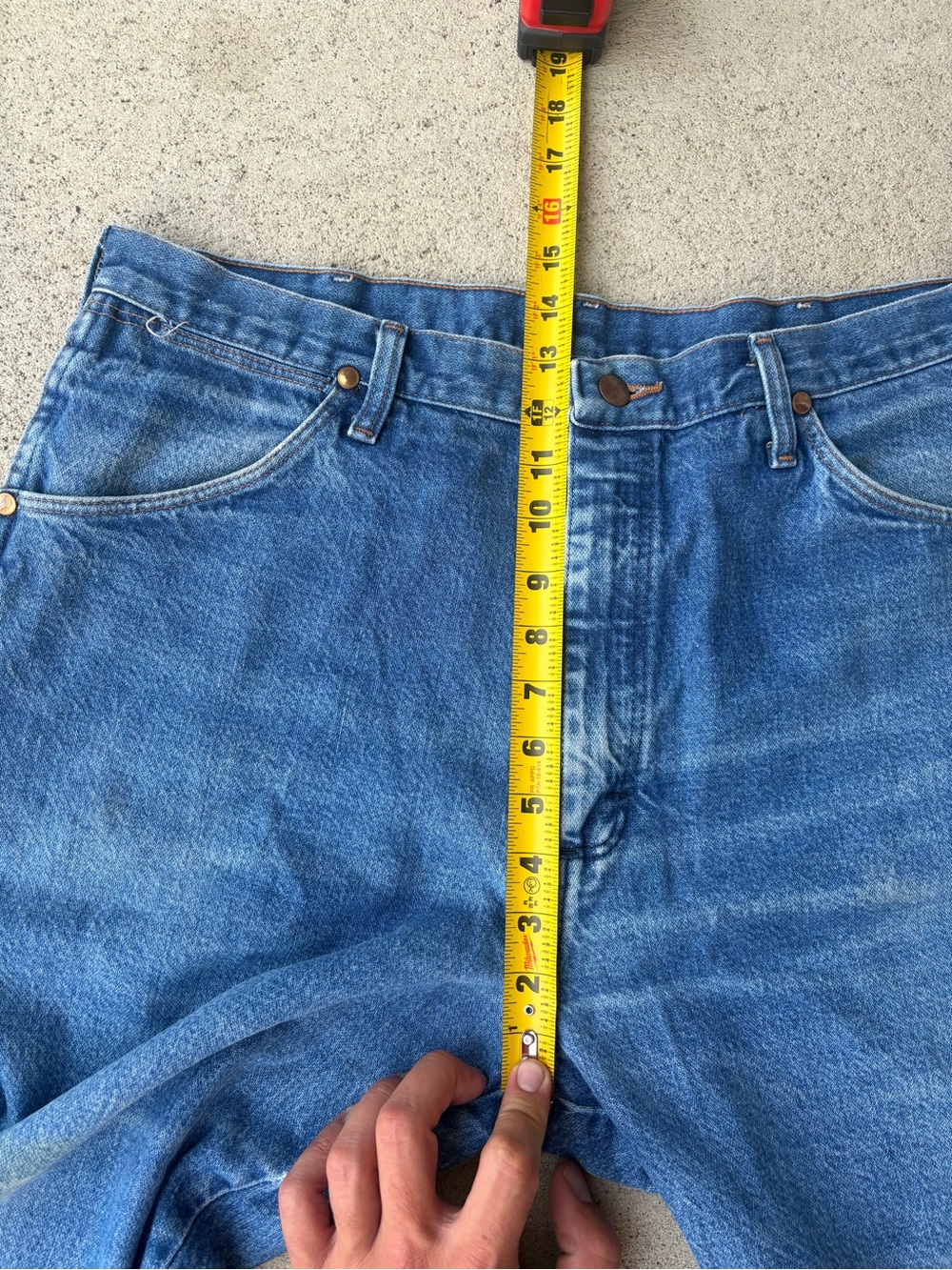 Vintage 90s Wrangler 31MWZ Made in USA Distressed Denim Jeans 36x30.5 High Rise - Picture 9 of 11